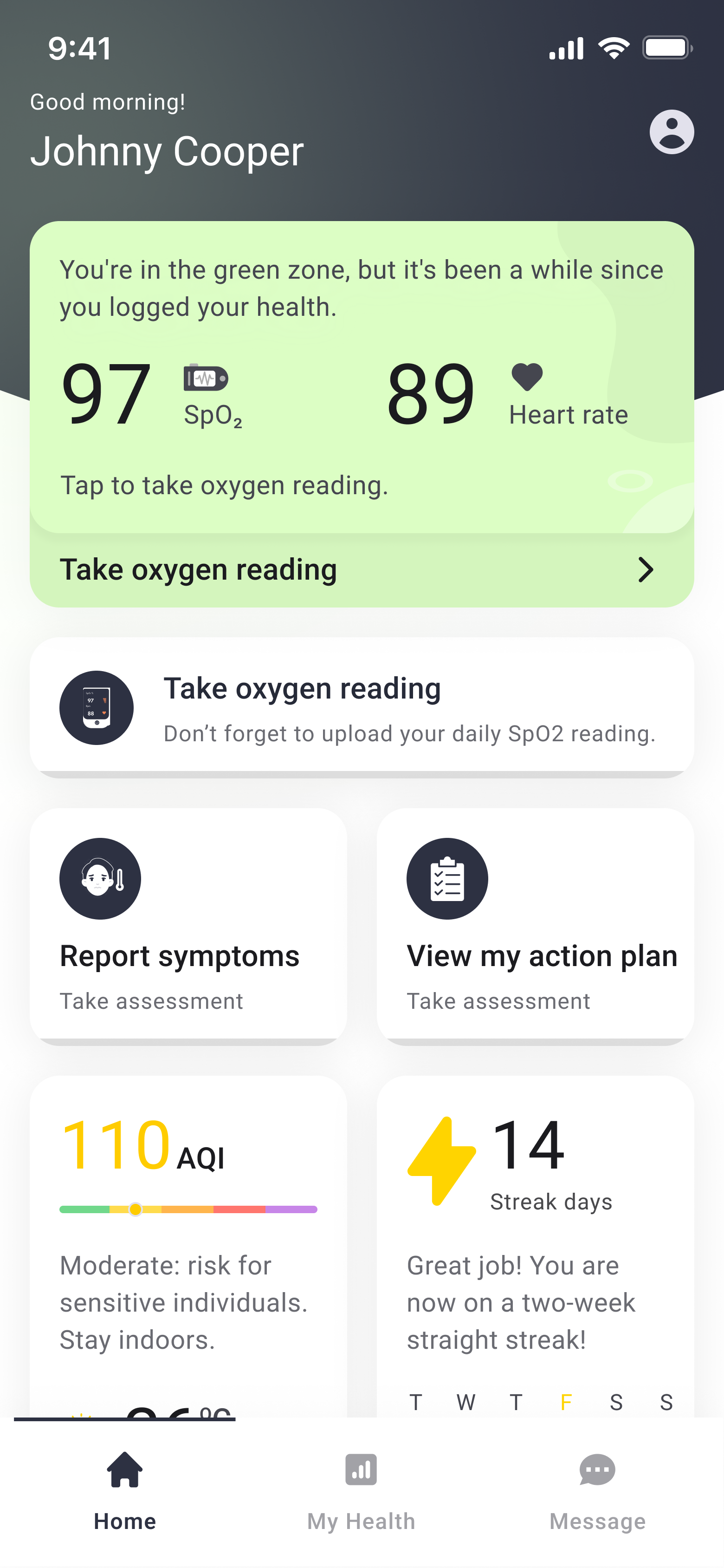 Mobile app screen